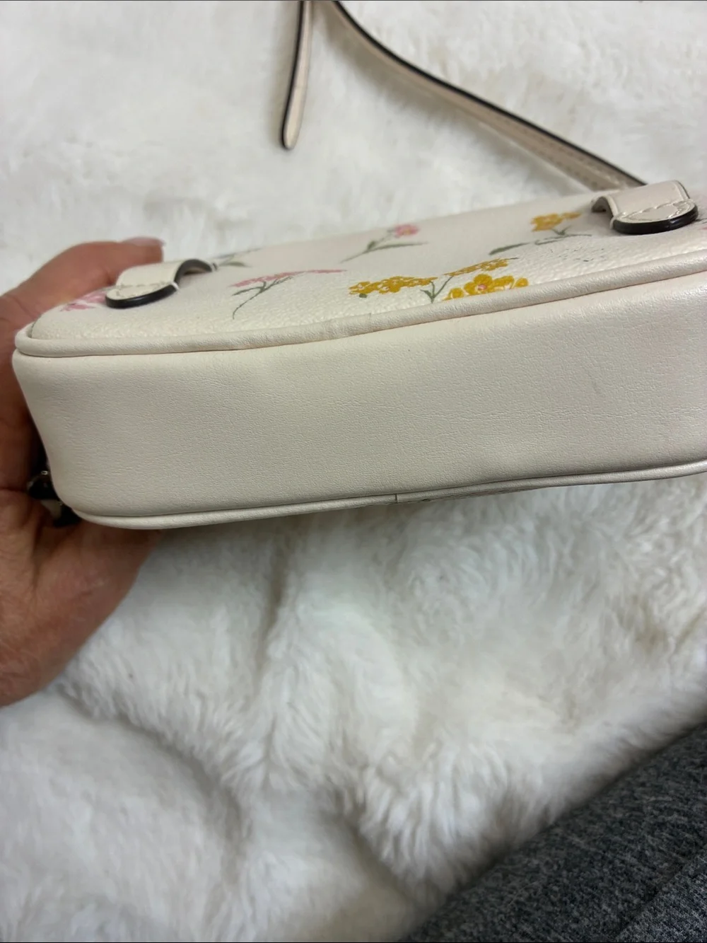 Coach Cream Floral Leather Crossbody Bag